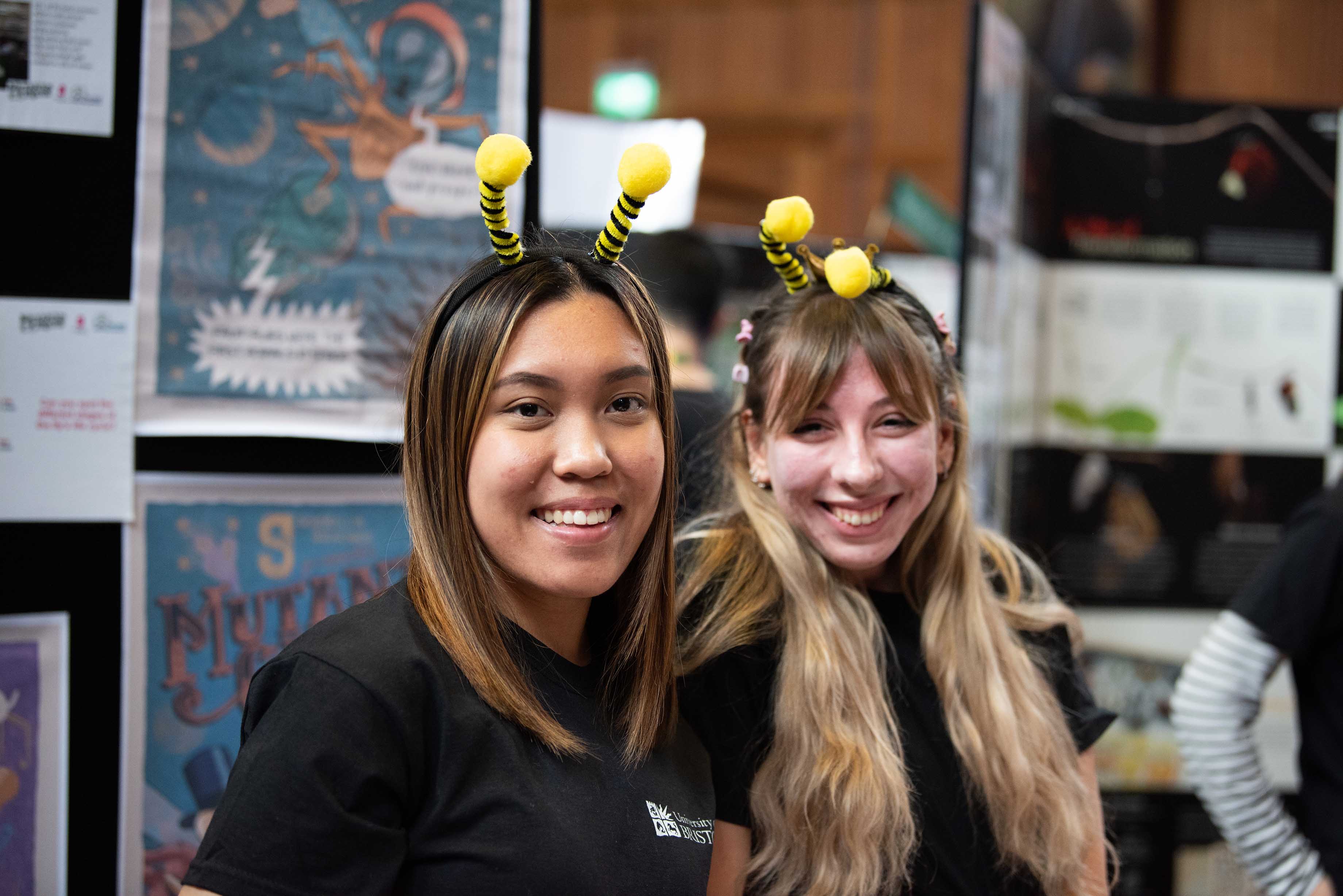 Festival demonstrators weating insect antennae